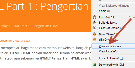 Cara Melihat Source Code HTML