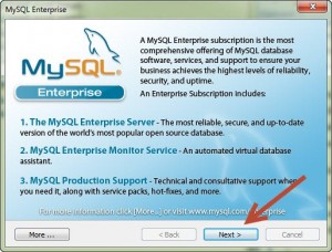 Iklan MySQL Enterprise : Klik Next untuk Melanjutkan