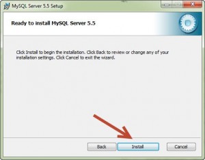 Ready to Install MySQL : Klik Install untuk Memulai Proses