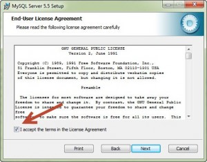 Tampilan Lisensi GNU MySQL