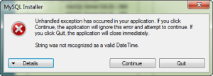 Tutorial Cara Menginstall MySQL 5.6 - Error Tanggal