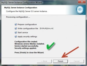 Klik Tombol Finish, Proses Konfigurasi MySQL Selesai
