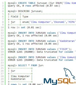 Tutorial Belajar MySQL Tipe Data ENUM dan SET