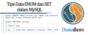 Tutorial Belajar MySQL - Tipe Data ENUM dan SET dalam MySQL