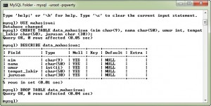 Create Tables, Show Tables, Decsribe Table, dan Drop Table MySQL