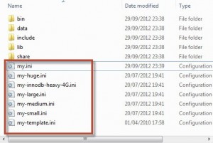 Folder MySQL : File Konfigurasi utama, my.ini