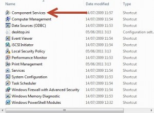 Component Services pada Administrator Tools