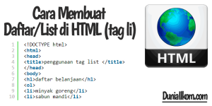 Belajar HTML Dasar Cara Membuat Daftar-List di HTML (tag li)