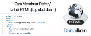 Belajar HTML Dasar - Cara Membuat Daftar List di HTML (tag ol ul dan li)