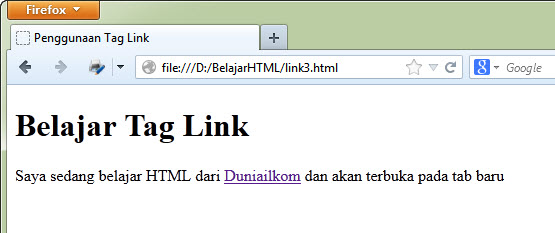 Cara Membuat link di HTML 3