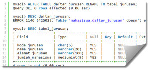 Merubah Tabel (ALTER TABLE) MySQL