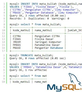 Tutorial Belajar MySQL Menambahkan data ke dalam Tabel (INSERT)