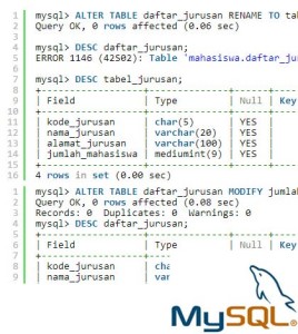 Tutorial Belajar MySQL Merubah Tabel (ALTER TABLE)