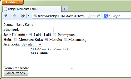 Belajar HTML Dasar: Cara Membuat Form di HTML (tag form 