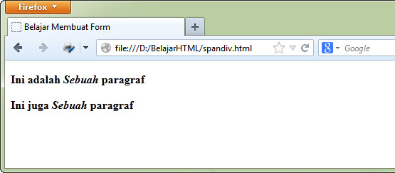 Pengertian tag span dan div