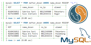 Tutorial Belajar MySQL- Pencarian Data dari Tabel MySQL dengan Regular Expression (REGEXP)