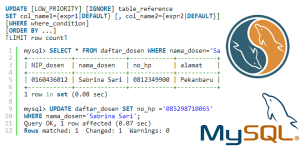 Tutorial Belajar MySQL Update data Tabel dengan query UPDATE