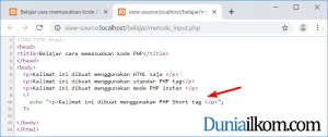 Cara Memasukkan kode PHP ke dalam file HTML - Error source code