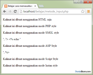 Cara Memasukkan kode PHP kedalam HTML - Error PHP