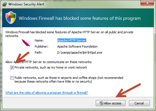 Cara Menginstall XAMPP - Jendela Blokir Firewall