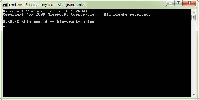 Menjalankan MySQL Server dengan opsi skip-grant-tables
