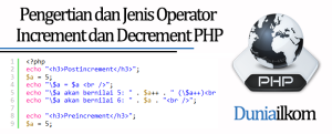 Pengertian dan Jenis Operator Increment dan Decrement PHP