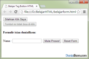 Tutorial Pembuatan Form HTML - Contoh Cara Penggunaan Tag Button