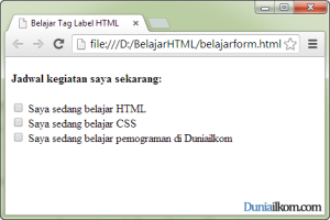 Tutorial Pembuatan Form HTML - Contoh Penggunaan Tag Label