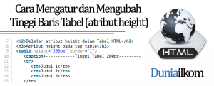 Tutorial Tabel HTML - Cara Mengatur dan Mengubah Tinggi Baris Tabel (atribut height)