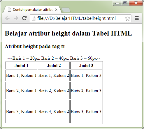 Tutorial Tabel HTML - Contoh Cara Merubah dan Mengatur 