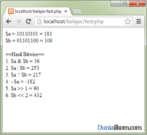 Contoh Operator Bitwise dalam PHP