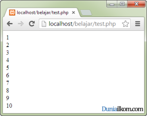Tutorial Belajar PHP - Contoh Hasil Perulangan Do-While PHP