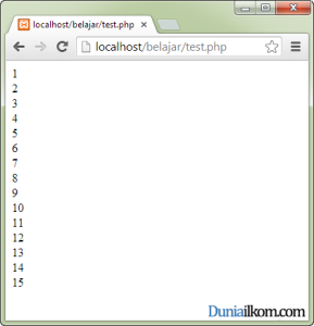 Tutorial Belajar PHP - Contoh Hasil Perulangan For 2
