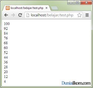 Tutorial Belajar PHP - Contoh Hasil Perulangan While 2