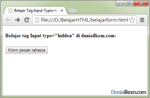 Tutorial Pembuatan Form HTML - Contoh Cara Penggunaan Tag Input Type Hidden