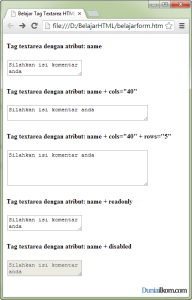 Tutorial Pembuatan Form HTML - Contoh Cara Penggunaan Tag Textarea