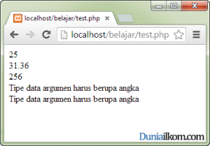 Contoh Cara Pengecekan Tipe Data Argumen untuk Fungsi PHP