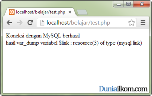 Koneksi dengan PHP dengan MySQL Server Berhasil