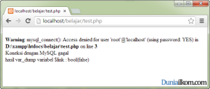 Koneksi dengan PHP dengan MySQL Server Gagal