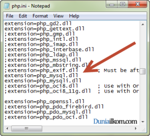 MySQL extension pada file php.ini