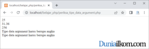 Tutorial Belajar PHP - Cara Memeriksa Tipe Data Argument Fungsi