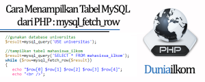 Tutorial PHP MySQL - Cara Menampilkan Tabel MySQL dari PHP (mysql_fetch_row)
