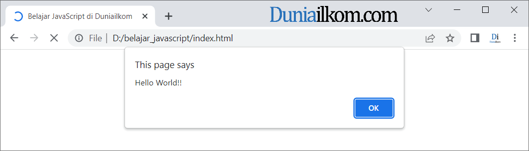 Cara Memasukkan kode JavaScript ke File HTML - Internal JS