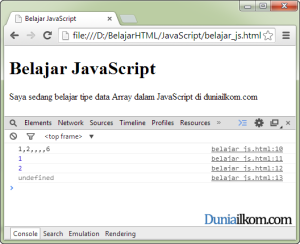 Cara Membuat Tipe Data Array di dalam JavaScript 2