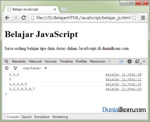 Cara Membuat Tipe Data Array di dalam JavaScript 3