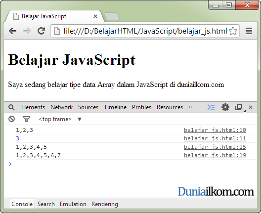 Cara Membuat Tipe Data Array di dalam JavaScript 3