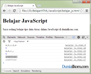 Cara Membuat Tipe Data Array di dalam JavaScript 5