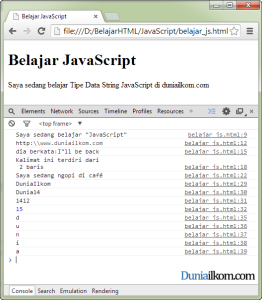 Cara Membuat Tipe Data String dan Operator Tipe Data String dalam JavaScript