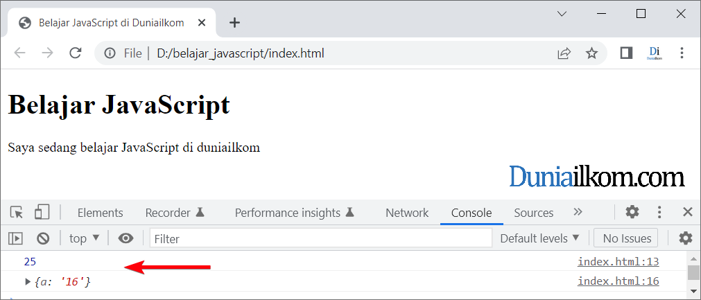 Cara Menampilkan Hasil Program JavaScript - console.log