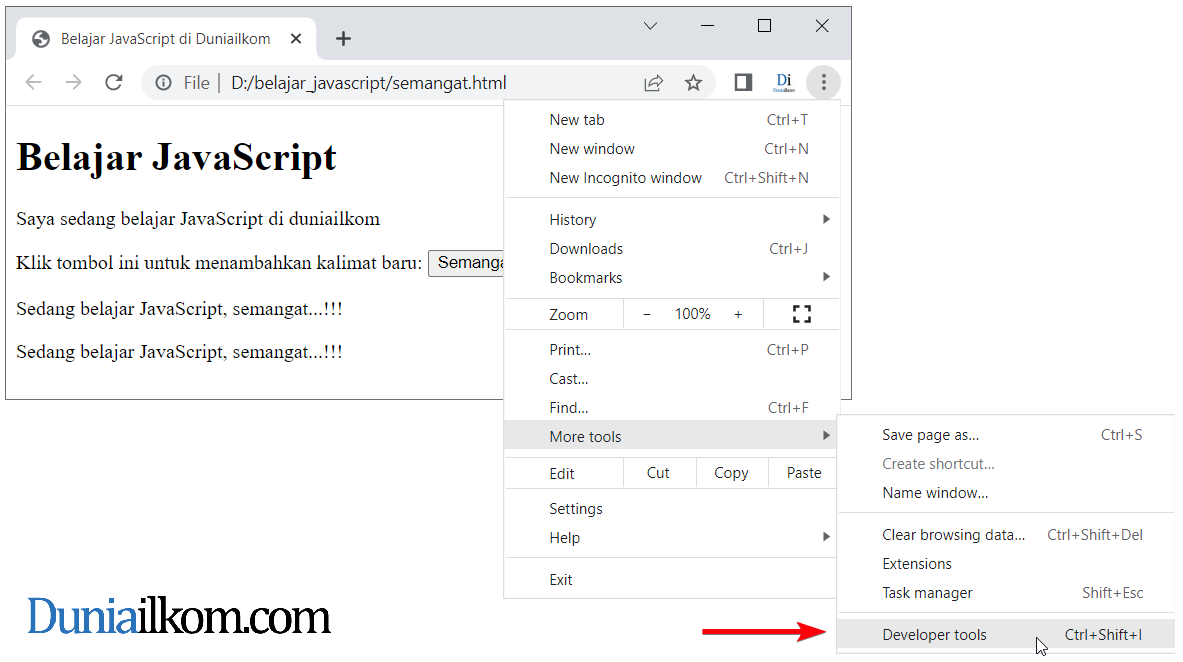 Cara Menampilkan Pesan Error JavaScript - 1